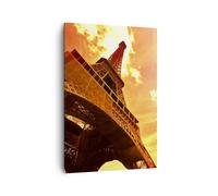 Impression sur Toile 70x100cm Tableaux Tour Eiffel Paris Ville Construction