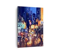 Impression sur Toile 70x100cm Tableaux Voiture personnes restaurant vie nocturne