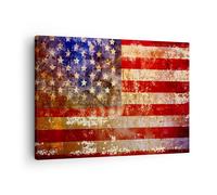 Impression sur Toile 70x50cm Tableaux Amérique Drapeau national patriotique