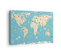 Impression sur Toile 70x50cm Tableaux géographie Globe graphique illustration