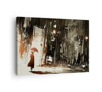 Impression sur Toile 70x50cm Tableaux Image apocalypse pluie parapluie Mystère