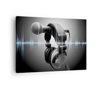 Impression sur Toile 70x50cm Tableaux Image Audio microphone musique studio