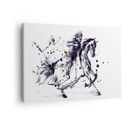 Impression sur Toile 70x50cm Tableaux Image Cheval chevalier histoire équitation