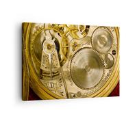 Impression sur Toile 70x50cm Tableaux Image Horloge montre mécanisme laiton