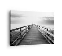 Impression sur Toile 70x50cm Tableaux Image Jetée Point De Vue Noir Et Blanc