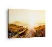 Impression sur Toile 70x50cm Tableaux Image le lever du soleil vague île océan