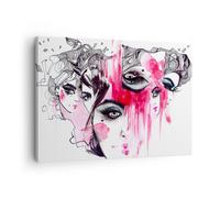 Impression sur Toile 70x50cm Tableaux Image Les femmes visages yeux illustration