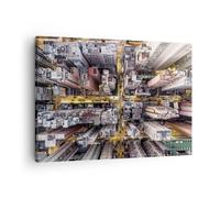 Impression sur Toile 70x50cm Tableaux Image Metropolis Photographie Aérienne Rue