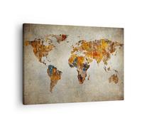 Moderne Impression sur Toile Monde Carte Continents Géographie Image Tableau Decoration Murale 70x50cm Deco Cadre Décoration Salon Chambre Horizontal Tableaux Decoratifs Muraux Art Wall AA70x50-2783