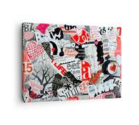 Impression sur Toile 70x50cm Tableaux Image Mots modèles coeurs le magazine