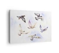 Impression sur Toile 70x50cm Tableaux Image Oiseaux aquarelle sauvagerie vol