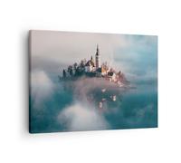 Impression sur Toile 70x50cm Tableaux Image Photo Alpes Bled Église Decoration