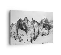 Impression sur Toile 70x50cm Tableaux Image Photo Alpes Neige Monochrome
