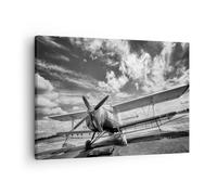 Impression sur Toile 70x50cm Tableaux Image Photo An-2 Avion Noir Et Blanc