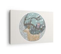 Impression sur Toile 70x50cm Tableaux Image Photo Animaux Nuit Lune hibou