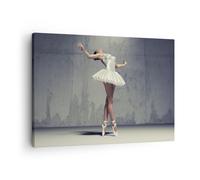 Impression sur Toile 70x50cm Tableaux Image Photo Ballerine Blanc Mur Decoration