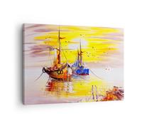Impression sur Toile 70x50cm Tableaux Image Photo Bateaux soleil mer voyage