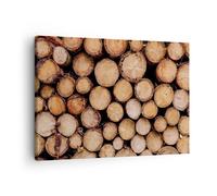 Impression sur Toile 70x50cm Tableaux Image Photo Bois Bûches Troncs Decoration