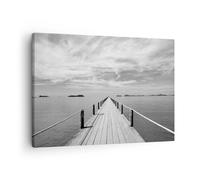 Impression sur Toile 70x50cm Tableaux Image Photo Bois Pont Mer Art Decoration