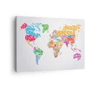Impression sur Toile 70x50cm Tableaux Image Photo Carte Mots Monde Géographie