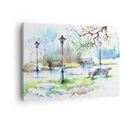 Impression sur Toile 70x50cm Tableaux Image Photo Chemin urbain parc paysage