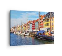 Impression sur Toile 70x50cm Tableaux Image Photo Copenhague Nahavn Navires