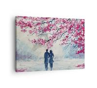 Impression sur Toile 70x50cm Tableaux Image Photo Couple Paris Arbre Decoration