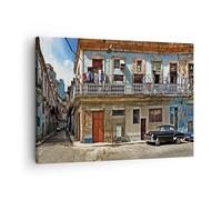 Impression sur Toile 70x50cm Tableaux Image Photo Cuba La Havane Balcon