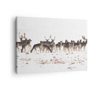 Impression sur Toile 70x50cm Tableaux Image Photo Deer hiver faune paysage
