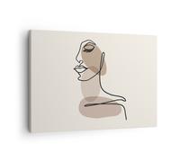 Impression sur Toile 70x50cm Tableaux Image Photo Dessin Single-Line Femme