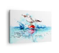 Impression sur Toile 70x50cm Tableaux Image Photo Eau poissons Mouette faim