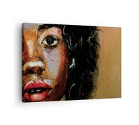 Impression sur Toile 70x50cm Tableaux Image Photo Empâtement Portrait Africain
