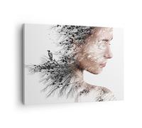 Impression sur Toile 70x50cm Tableaux Image Photo Femme Double Exposition