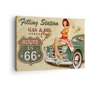 Impression sur Toile 70x50cm Tableaux Image Photo Femme voiture transport route