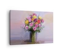 Impression sur Toile 70x50cm Tableaux Image Photo Fleurs Vase Graphiques