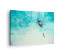 Impression sur Toile 70x50cm Tableaux Image Photo Île bateau bateau océan