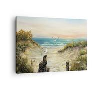 Impression sur Toile 70x50cm Tableaux Image Photo Impressionnisme Mouettes Côte