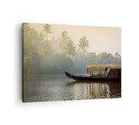 Impression sur Toile 70x50cm Tableaux Image Photo Inde Bateau Rivière Decoration