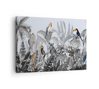 ARTTOR Tableau sur Toile Décoratif 70x50 cm Afrique Botanique - 4662 | Jungle Animaux Toucans Impression sur Toile Décoration Murale Art Mural Toile Imprimée Salon Chambre Cuisine ARTTOR