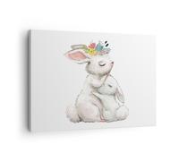 Impression sur Toile 70x50cm Tableaux Image Photo Lapin Lièvre Enfants
