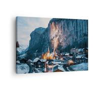 Impression sur Toile 70x50cm Tableaux Image Photo Lauterbrunnen Suisse Vallée
