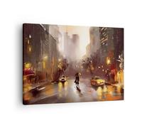 Impression sur Toile 70x50cm Tableaux Image Photo Manhattan Couple Rue