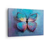Impression sur Toile 70x50cm Tableaux Image Photo Manuscrit Papillon Bleu