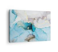 Impression sur Toile 70x50cm Tableaux Image Photo Marbre Moderne Bleu Decoration