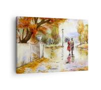 Impression sur Toile 70x50cm Tableaux Image Photo Météo pluie automne parc