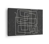 Impression sur Toile 70x50cm Tableaux Image Photo Noir Et Blanc Labyrinthe Ligne