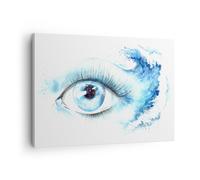 Impression sur Toile 70x50cm Tableaux Image Photo Oeil Bleu Vague humain