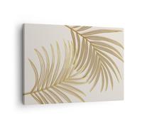 Moderne Impression sur Toile Or Feuilles Palmiers Image Tableau Decoration Murale 70x50cm Deco Cadre Décoration Salon Chambre Cuisine Horizontal Tableaux Decoratifs Muraux Art Wall Decor AA70x50-4738
