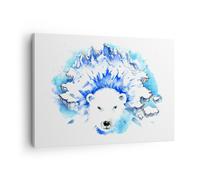 Impression sur Toile 70x50cm Tableaux Image Photo Ours glace hiver arctique