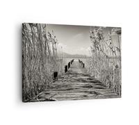 Impression sur Toile 70x50cm Tableaux Image Photo Pont Jetée Sépia Decoration